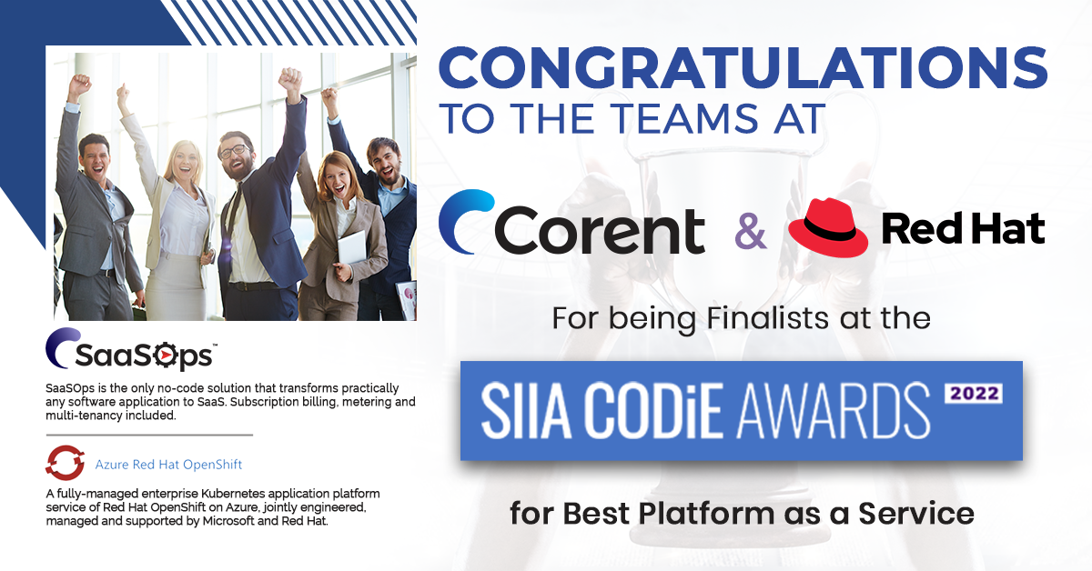 Corent and IBM Red Hat Achieve Finalist Status for “Best Platform as a Service” in the CODiE Awards | Press Release | Post Image